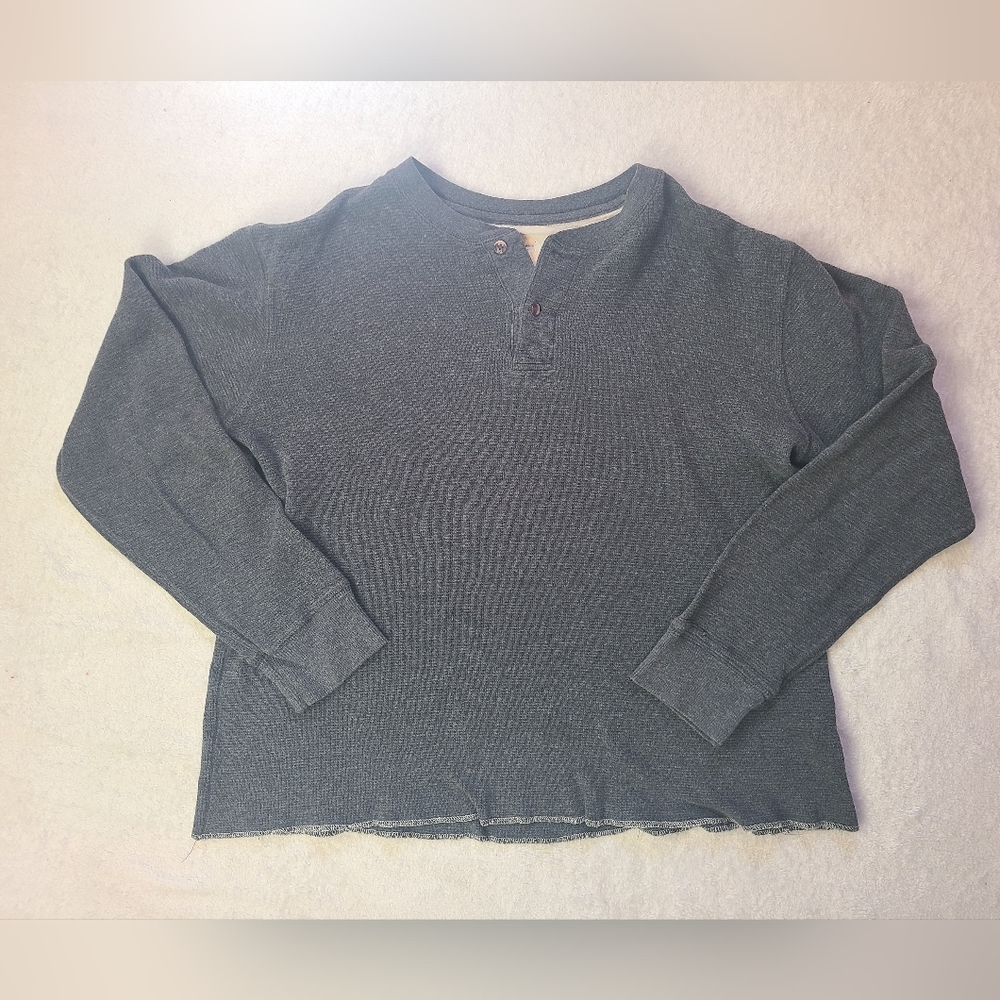 Mens vintage route 66 thick long sleeve gray shirt size large 100% cotton